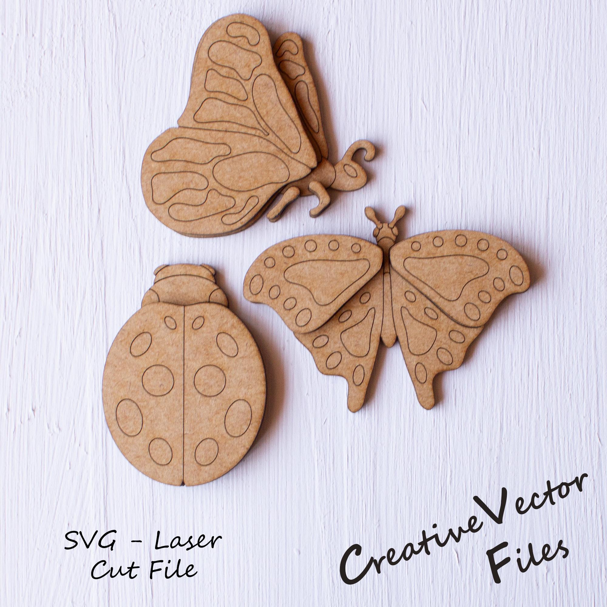 Spring Bugs Magnet Set Laser Cut File, Butterfly SVG Digital - Etsy