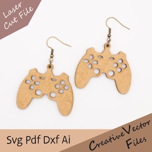 Game Controller Earring Laser Cut SVG File, Digital Laser Cut Wooden Earring File for Personal and Commercial Use
