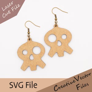 Skull Earring Laser Cut SVG File, Digital Download