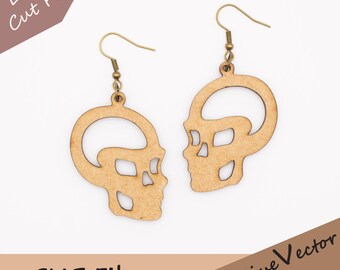 Skull Earrings Laser Cut File: SVG Digital Download