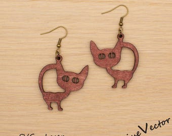 Cat Loop Earring Laser Cut SVG File, Dangle Jewelry Digital Download
