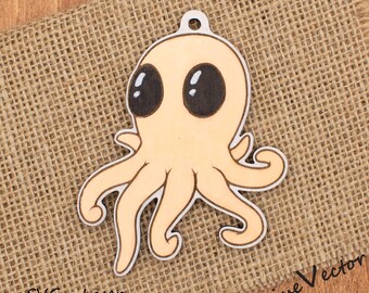 Octopus Bag Tag Laser Cut File, Sea Creature SVG Digital Download