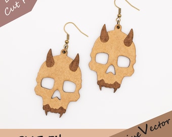 Monsterschädel-Ohrring, lasergeschnittene SVG-Datei, Halloween-Schmuck, digitaler Download