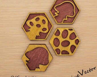 Pilz Magnet Set Laser geschnitten Datei, Sechseck gekachelt SVG digitaler Download