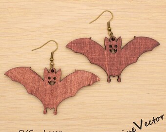 Bat Earring Laser Cut SVG File, Halloween Digital Download