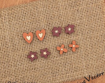 Stud Earring Set Laser Cut File, Floral SVG Digital Download