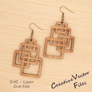 Overlap Squares Earring Laser Cut SVG File, Digital Download