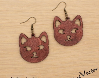 Cat Earring Laser Cut SVG File, Digital Download