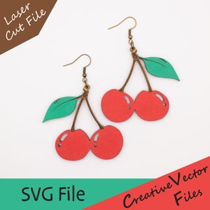 Cherry Earring Laser Cut SVG File, Digital Download