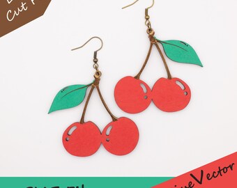 Cherry Earring lasergesneden SVG-bestand, digitale download