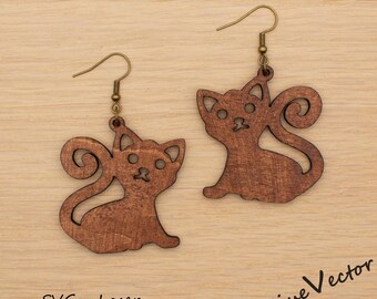 Cat Earring Laser Cut SVG File, Digital Download