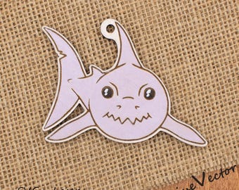 Shark Bag Tag Laser Cut File, Sea Creature SVG Digital Download