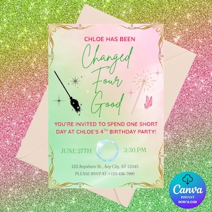 Four Good Birthday Party Invitation - Editable Canva Template | Instant Download