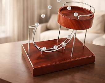 Kinetic Art Perpetual Motion Rolling Ball Sculpture, Non-Stop Balance Desk Toy for Office Home Decor