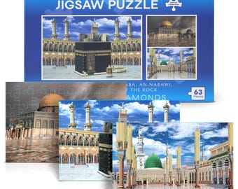 3x Jigsaw puzzles game kids toy for children boys girls gifts set umrah mubarak eid ramadan birthday islamic mosque kaaba 3-16 years