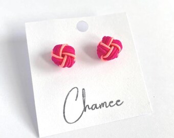 Pendientes Mizuhiki “Tama-Musubi” de dos colores – Combinación de colores personalizada / 玉結びピアス