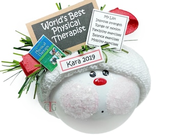 Physical Therapist Christmas Ornaments Book Sign Chalkboard World's Best Physical Therapist Townsend Custom Gifts SAMPLE