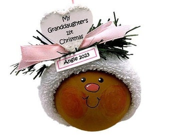 My Granddaughter's First Christmas Ornament - Black Baby with Dark Complexion