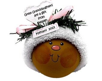 Great Granddaughter's Gift: Black Complexion  Baby Christmas Ornament