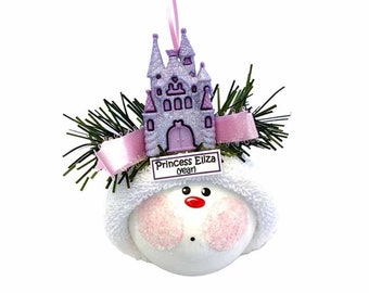 Princess Christmas Gift Ornaments Purple Glitter Castle Personalized by Townsend Custom Gifts SAMPLE    W160 1323