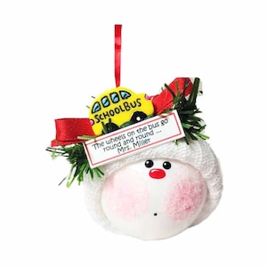 School Christmas Gift Ornament Bus The Wheels On The Bus Go Round And Round Personalized by Townsend Custom Gifts SAMPLE   W195
