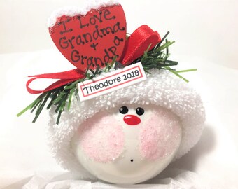 Grandma Grandpa Gift Ornaments Personalized Red Heart I Love... Townsend Custom Gifts SAMPLE