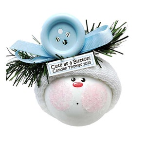 Baby Boy Christmas Gift Ornaments Cute As A Button Townsend Custom Gifts W205 SAMPLE