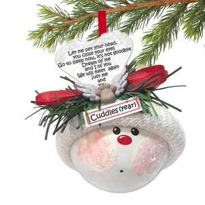 Dog Pet Memorial Gift Christmas Ornaments White Heart Poem Angel Paws Townsend Custom Gifts SAMPLE   W143  CA35