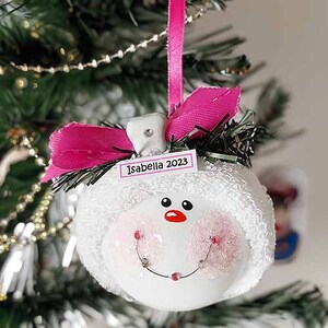 Girl Braces Christmas Gift Ornaments Rhinestone Tooth Personalized by Townsend Custom Gifts Pink Cheeks Rose Ribbon SAMPLE W168 image 2