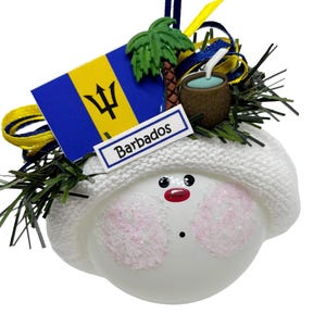 Barbados Christmas Ornament Vacation Keepsake Flag Tree Coconut Drink Townsend Custom Gifts  W166 109 153