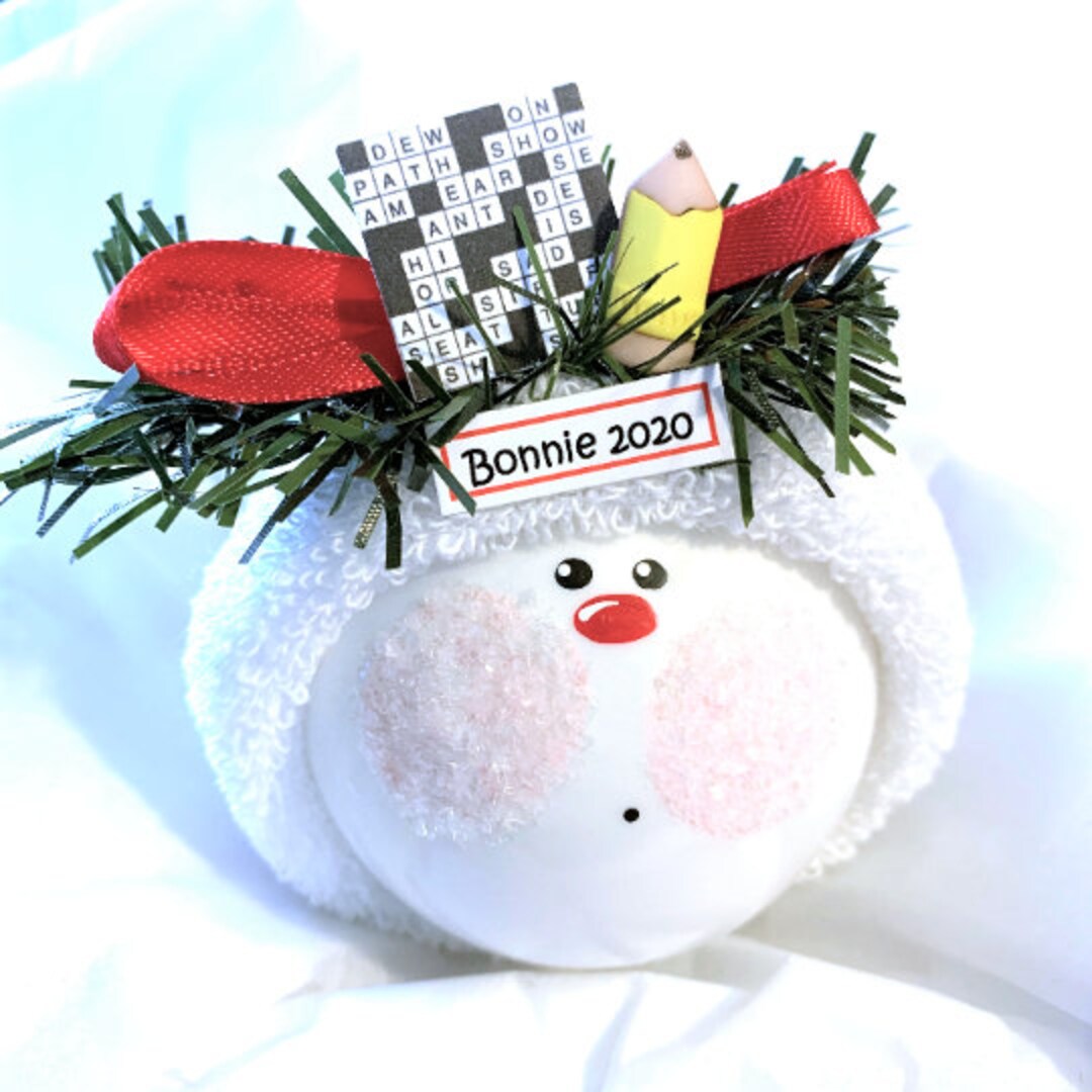 Crossword Puzzle Player Gift Christmas Ornaments Pencil color Etsy