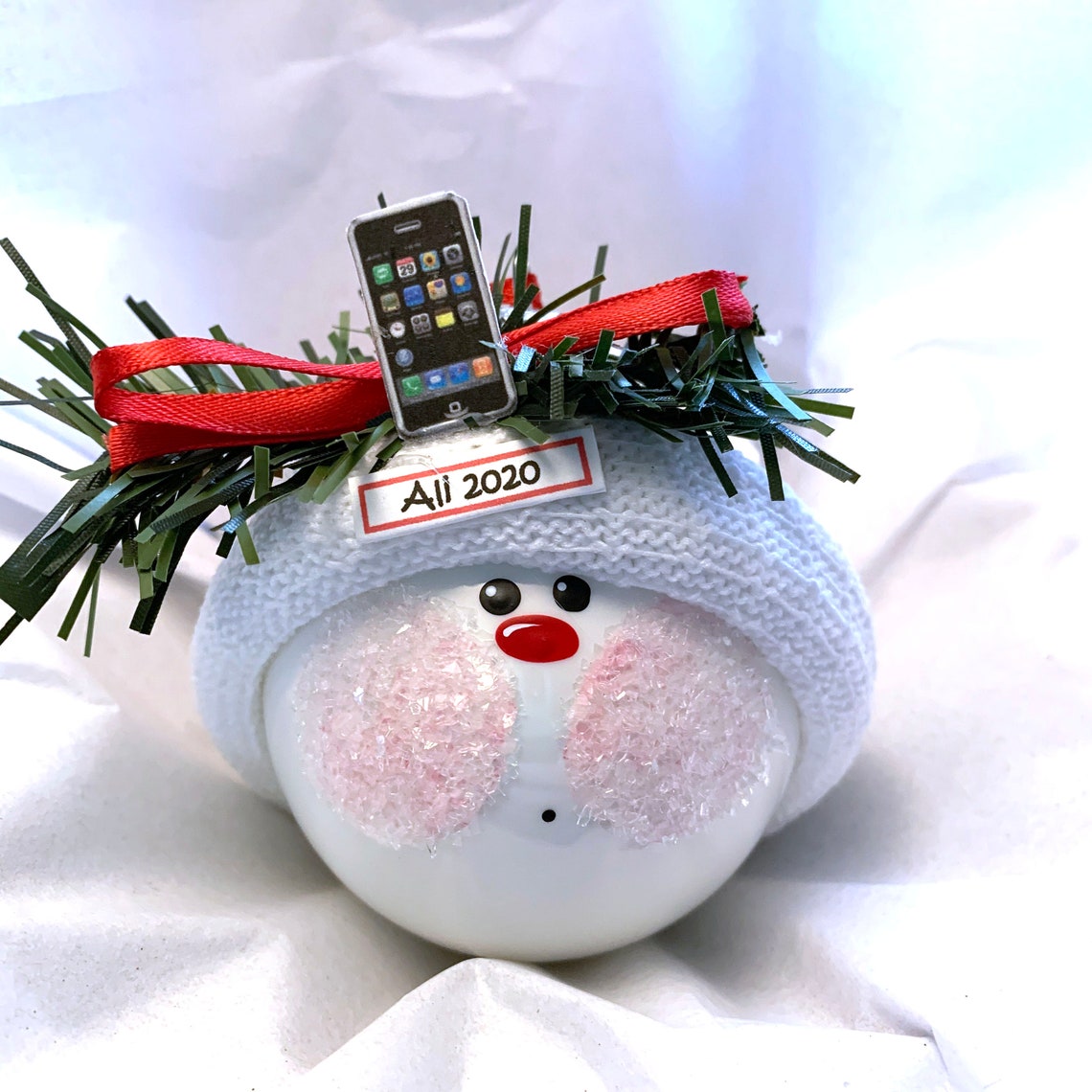 Cell Phone Gift Christmas Ornaments Personalized Hand Painted Etsy