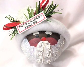 Santa Claus Christmas Gift Ornaments Dark Complexion Glitter Snowflake Handmade Townsend Custom Gifts SAMPLE
