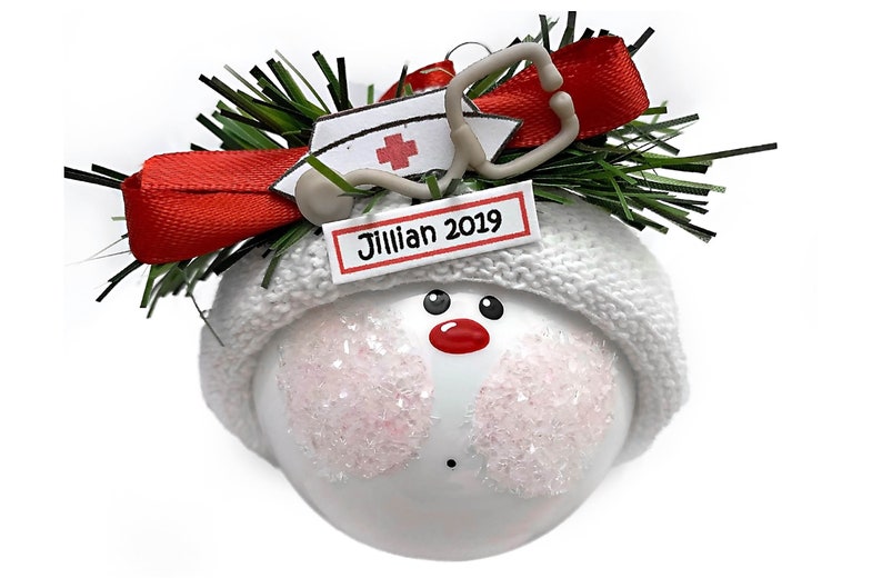 Nurse Gifts Christmas Ornaments Medical Stethoscope Hat Hand Painted Handmade Personalized Themed by Townsend Custom Gifts - 1321 CA6