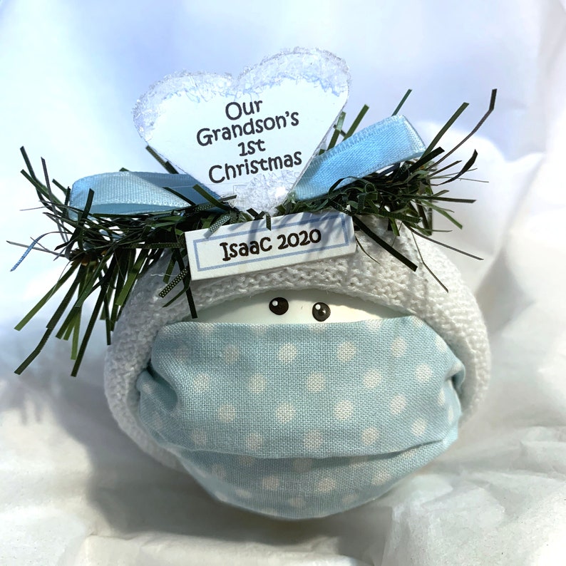 Our Grandson's 1st First Christmas Ornaments White Heart Etsy