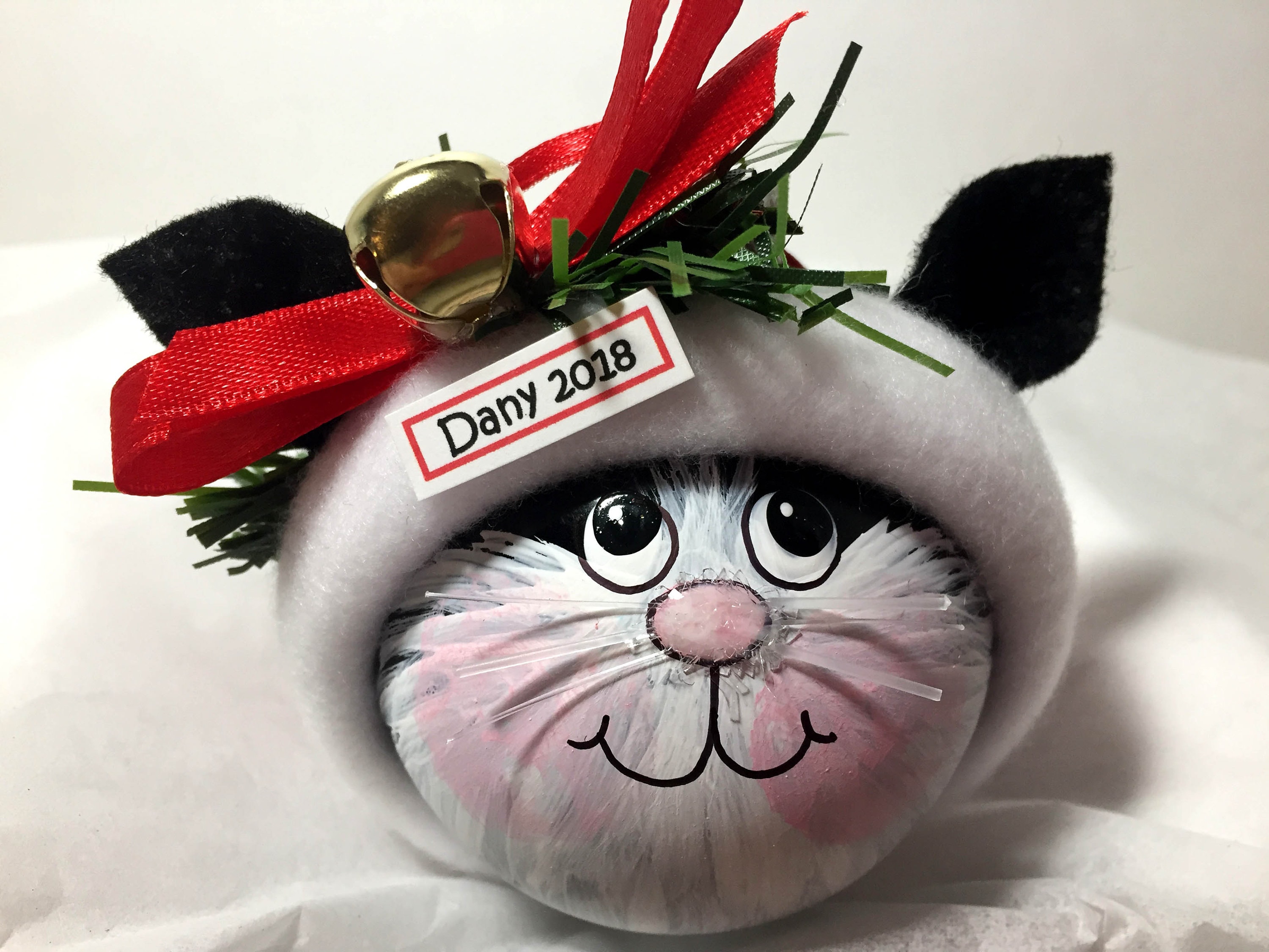 White Cat With Bell Ribbon