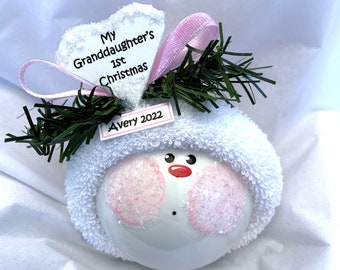 My Granddaughter's First 1st Christmas Ornaments White Heart Townsend Custom Gifts SAMPLE   CA43