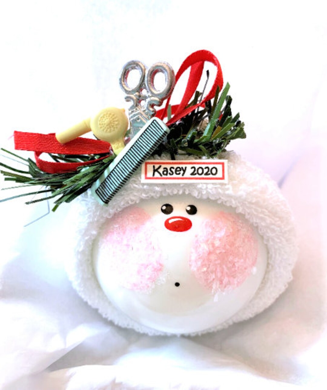 Hair Stylist Christmas Gift Ornaments Cream Hair Dryer Scissors Comb