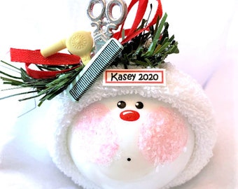 Hair Stylist Christmas Gift Ornaments Cream Hair Dryer Scissors Comb Townsend Custom Gifts SAMPLE  W163/165