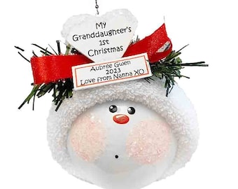 My Granddaughter's First 1st Christmas Ornaments White Heart Townsend Custom Gifts SAMPLE   CA43