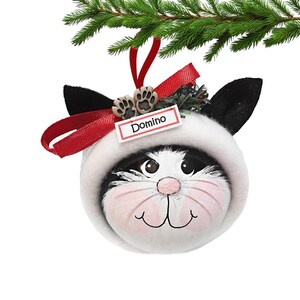 Black and White Cat Christmas Gift Ornaments Paws (Colors Vary) Personalized by Townsend Custom Gifts SAMPLE  W143 804