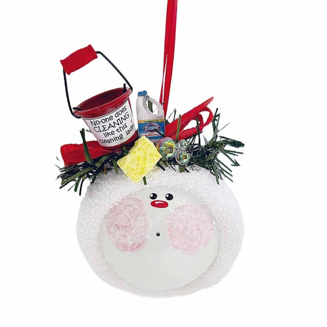 Cleaning Ornament Bucket, Bleach, and Sponge Embellishments Handcrafted