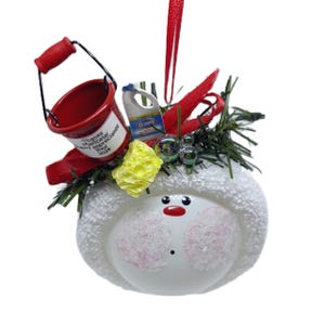 Cleaning Ornament - Bucket, Bleach, and Sponge Embellishments - Handcrafted Cleaning Professional Personalized Gift W164