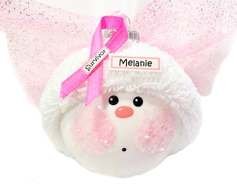 Breast Cancer Survivor Angel Gift Christmas Ornaments Pink Ribbon Townsend Custom Gifts SAMPLE  W21