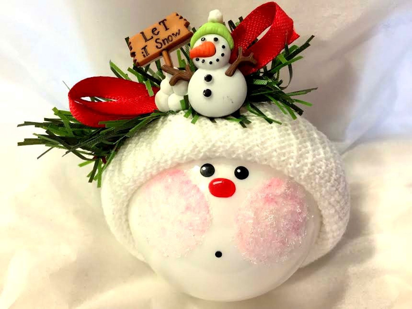 Snowman Christmas Ornaments Let It Snow Sign Snowmen Hand | Etsy
