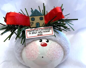 New Home Christmas Gift Ornaments First Home Realtor House (Color Will Vary) Personalized by Townsend Custom Gifts SAMPLE   W183 845