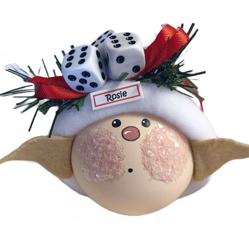 Adornos navideños de duende Bunko Bunco, dados, regalos personalizados de Townsend, MUESTRA imagen 2