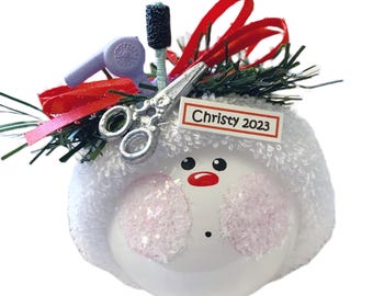 Hair Stylist Christmas Gift Ornaments Scissors Brush Purple Hair Dryer Townsend Custom Gifts SAMPLE W163/165/167 1336