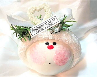 Engagement Gift Christmas Ornaments White Heart Ring Townsend Custom Gifts SAMPLE   W104 852