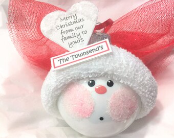 Angel Christmas Gift Ornaments White Heart Verse Merry Christmas...Family To Yours Townsend Custom Gifts SAMPLE